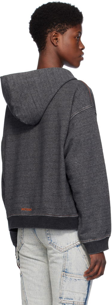 Sweatshirt We11done Faded Zip-Up Hoodie Sort | WD-TJ0-24-787-U-BK, 2