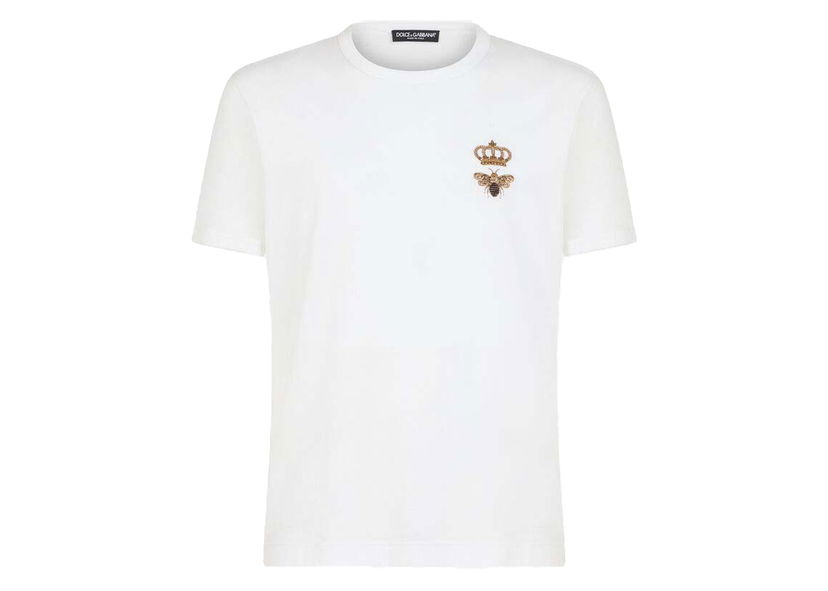 T-shirt Dolce & Gabbana Cotton French Wire Embellishment T-shirt White Hvid | G8JX7ZG7WUQW0800
