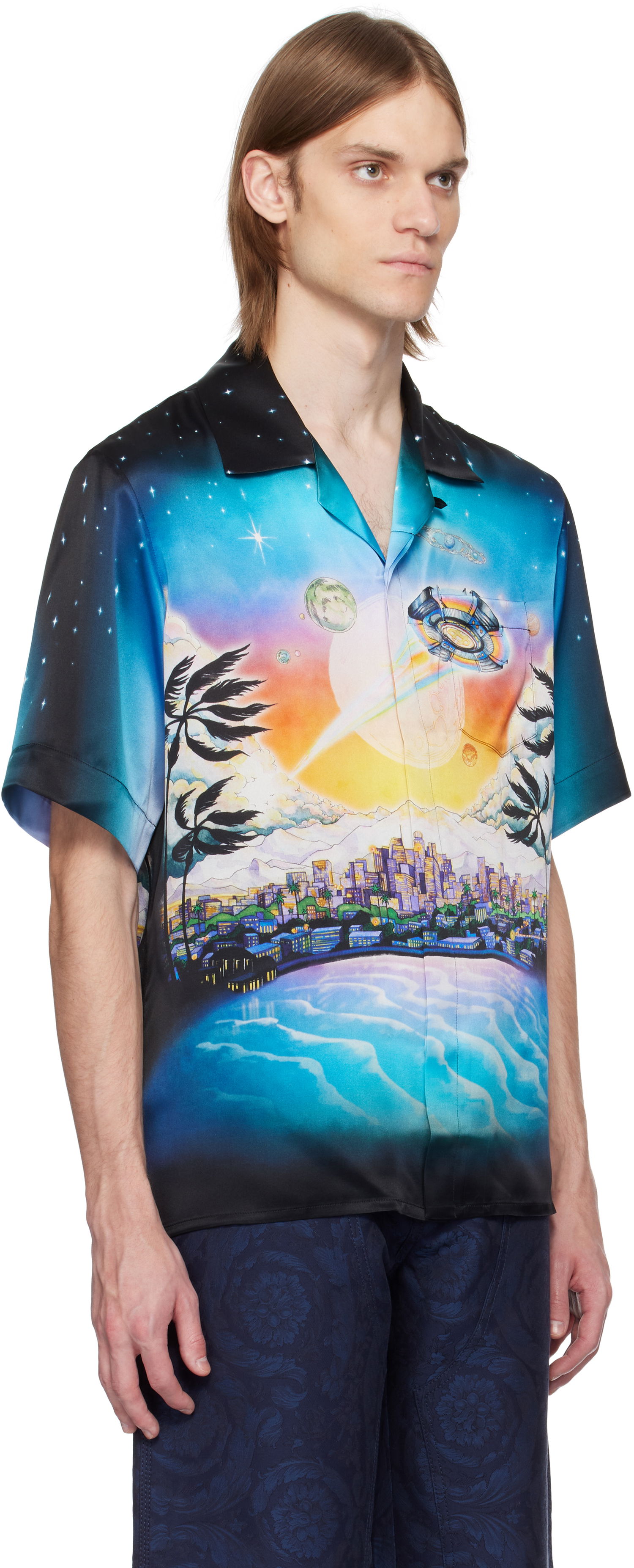 Skjorte Casablanca Casablanca 'La Prémonition' Print Silk Shirt Flerfarvet | U-MS25-SH-003-04, 1