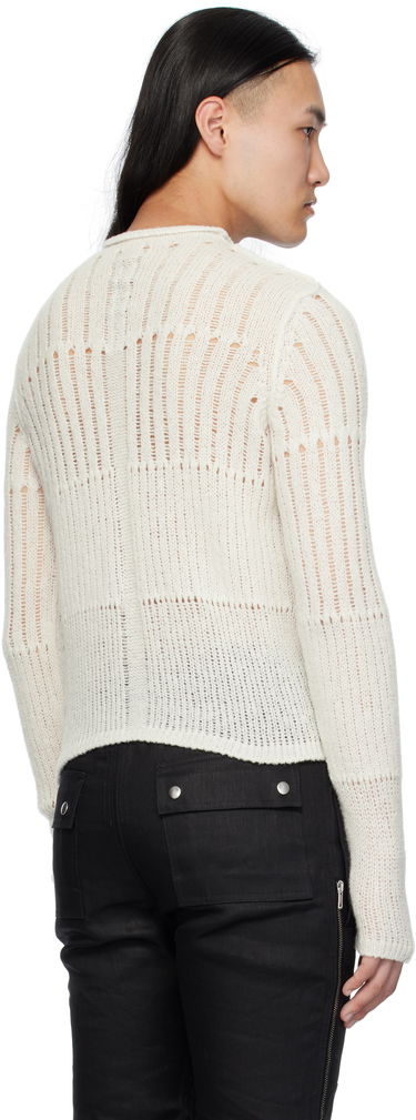 Sweater Rick Owens Rick Owens Hollywood Grid Knit Cropped Sweater Hvid | RU01E5680 KGRID, 2