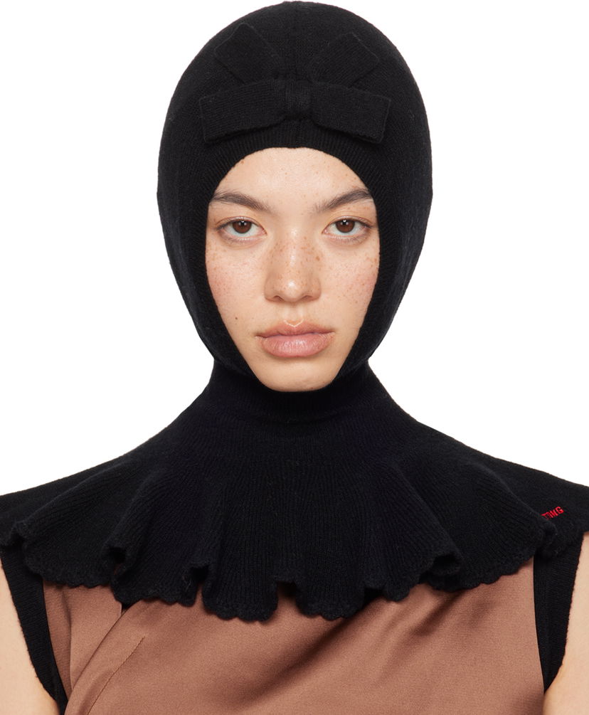 Hat SHUSHU/TONG SHUSHU/TONG Knit Cape Balaclava with Bow Sort | MWDDAC01 RTI068
