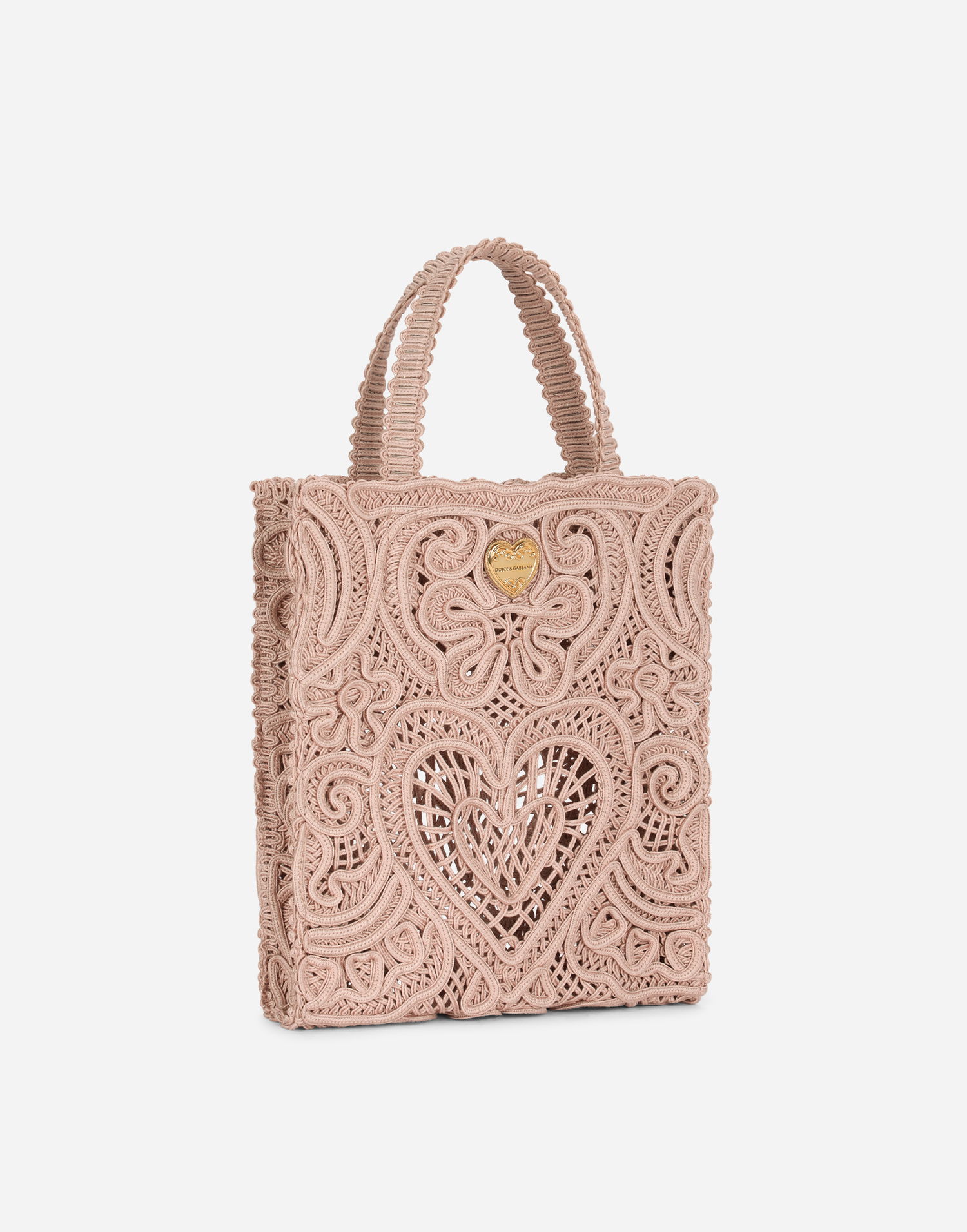 Mulepose Dolce & Gabbana Dolce & Gabbana Small Cordonetto Lace Tote Bag Lyserød | BB6926AW71780098, 1