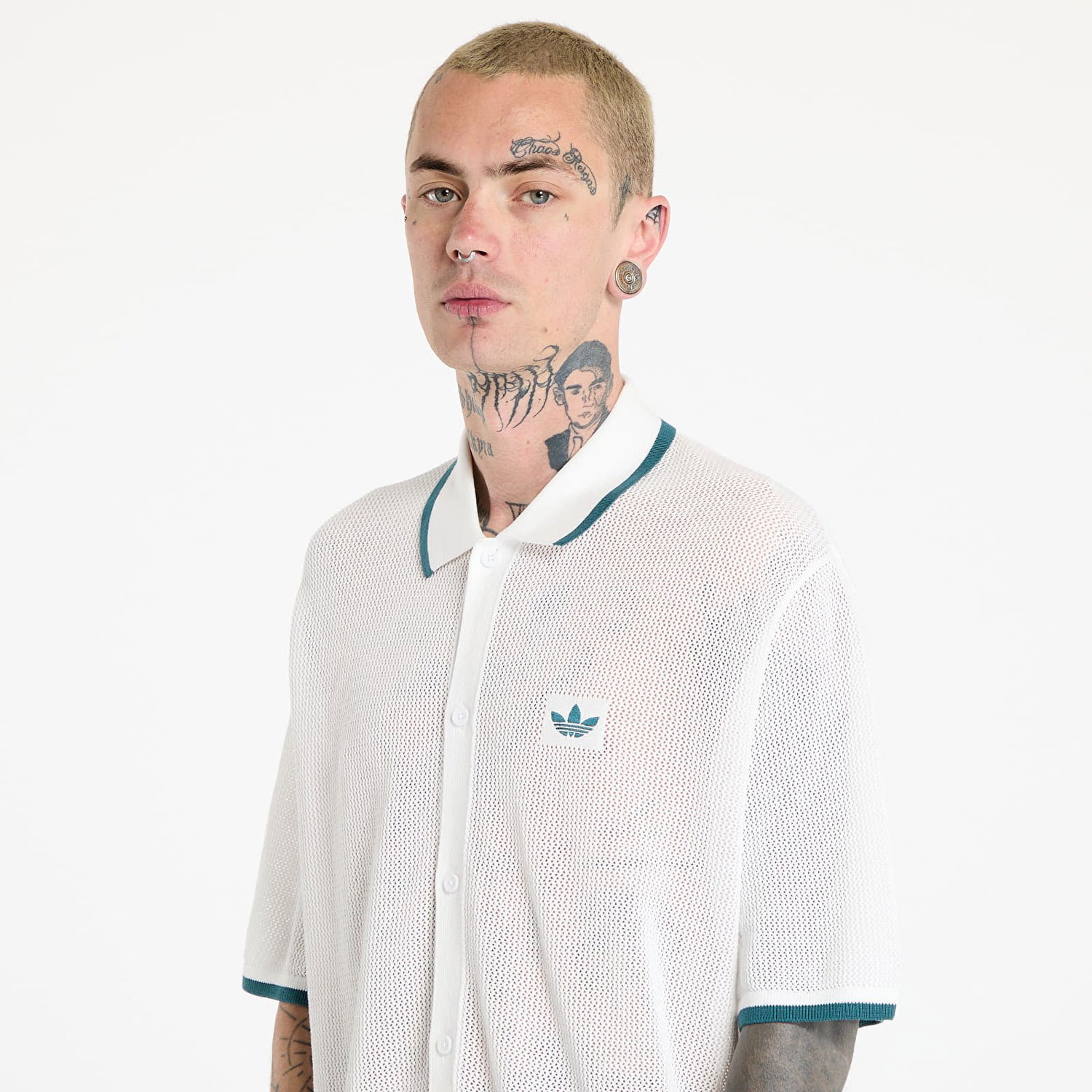 Polo skjorte adidas Originals adidas Originals Button Down Knitted Polo Hvid | KC3526, 1