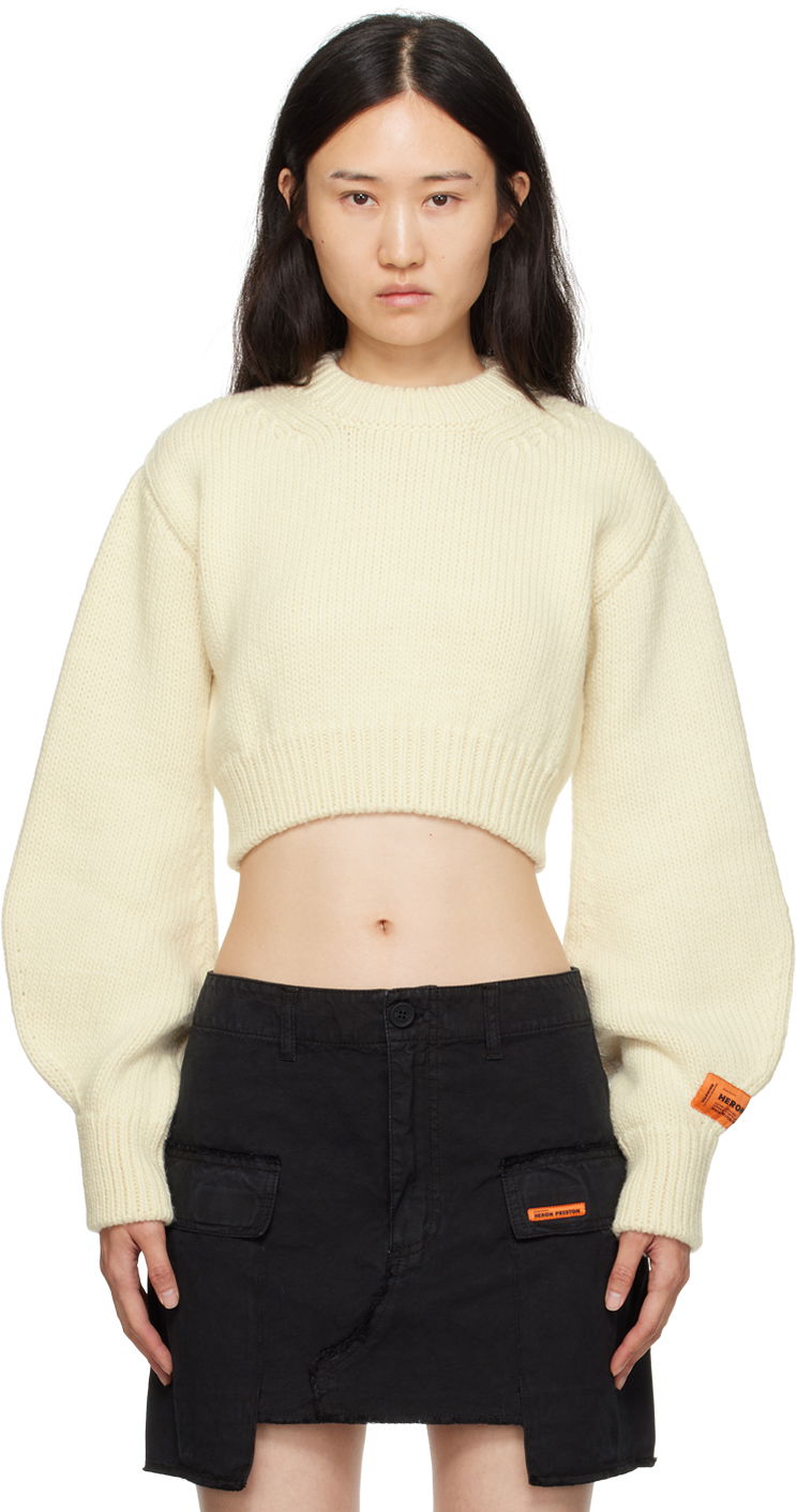 Sweater HERON PRESTON Cropped Sweater Hvid | HWHE021F23KNI0010400, 0