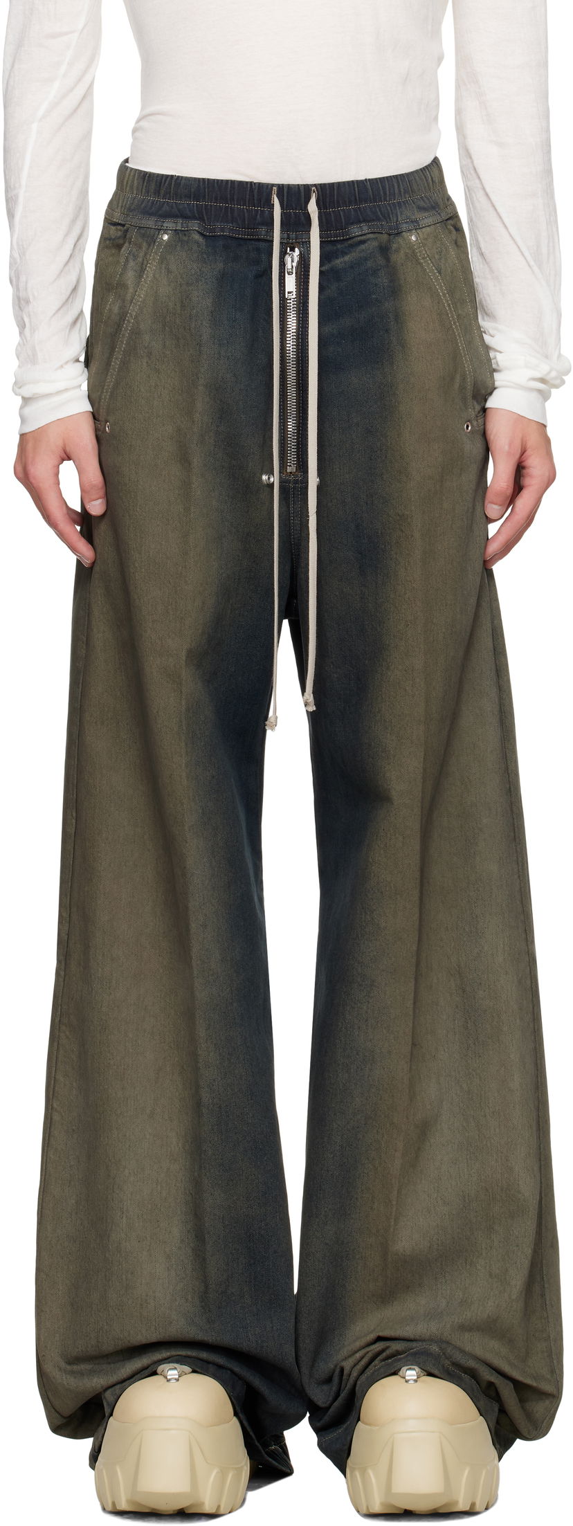 Jeans Rick Owens Rick Owens Wide Bela Jeans Grøn | RU02E1366 DKDEG