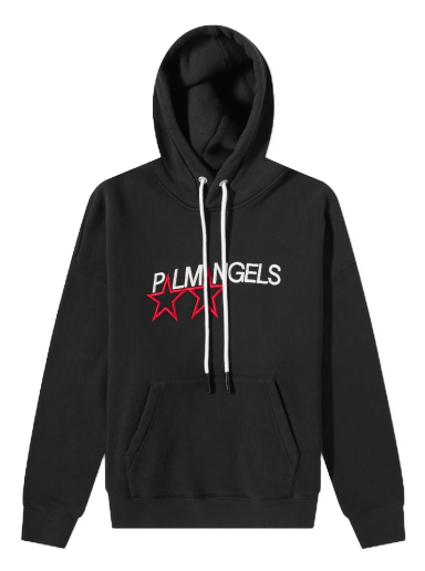 Sweatshirt Palm Angels Racing Star Logo Popover Hoodie Sort | PMBB058F21FLE0081001