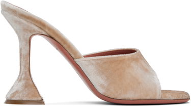 Sneakers og sko Amina Muaddi Lupita Slipper Heeled Sandals Beige | LUPITA SLIPPER VELVET, 0