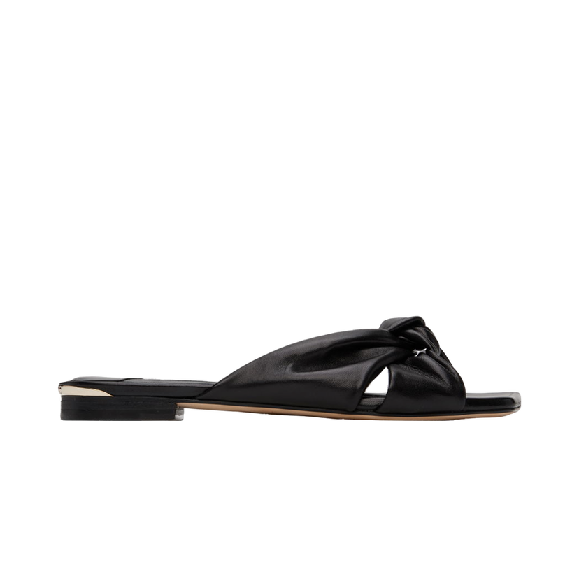 Sneakers og sko Jimmy Choo Black Leather Knotted Flat Sandals Sort | AVENUE FLAT NAP