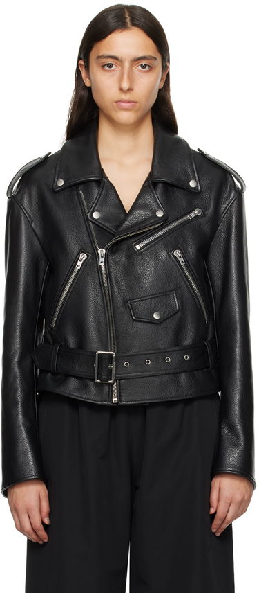 Bomberjakke We11done We11done Women's Leather Biker Jacket Sort | WD-R53-23-130-W-BK, 0