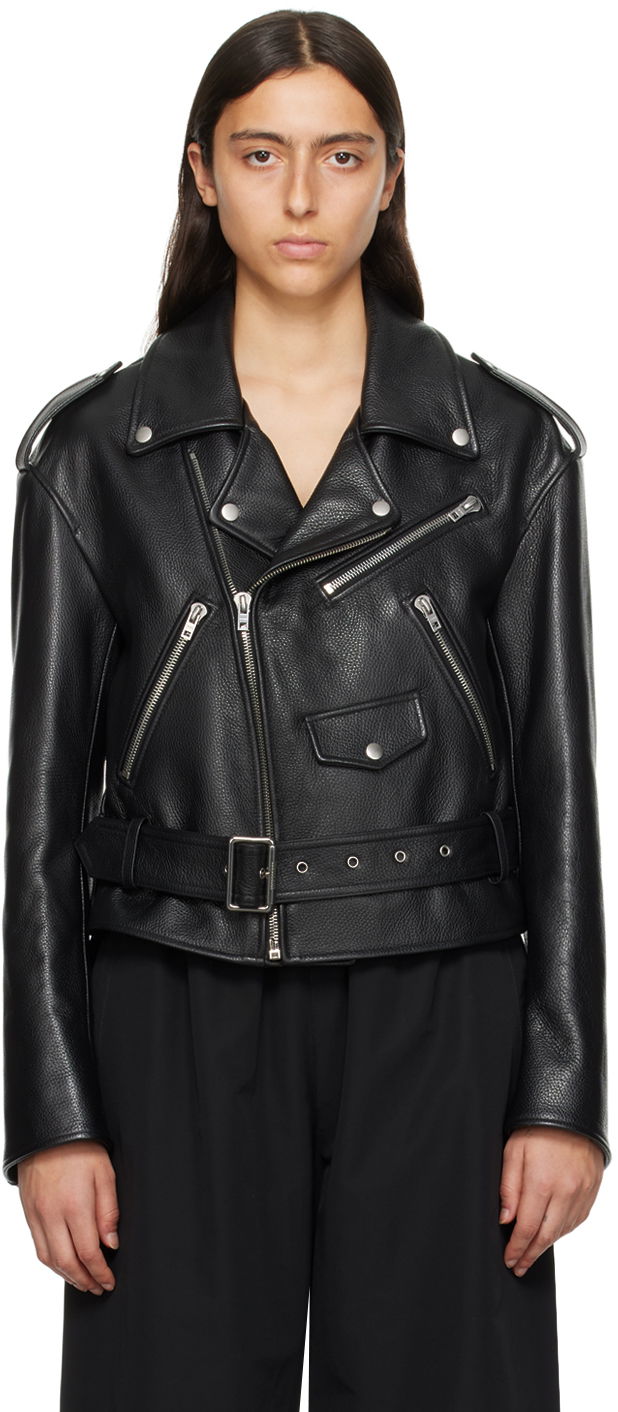 Bomberjakke We11done We11done Women's Leather Biker Jacket Sort | WD-R53-23-130-W-BK