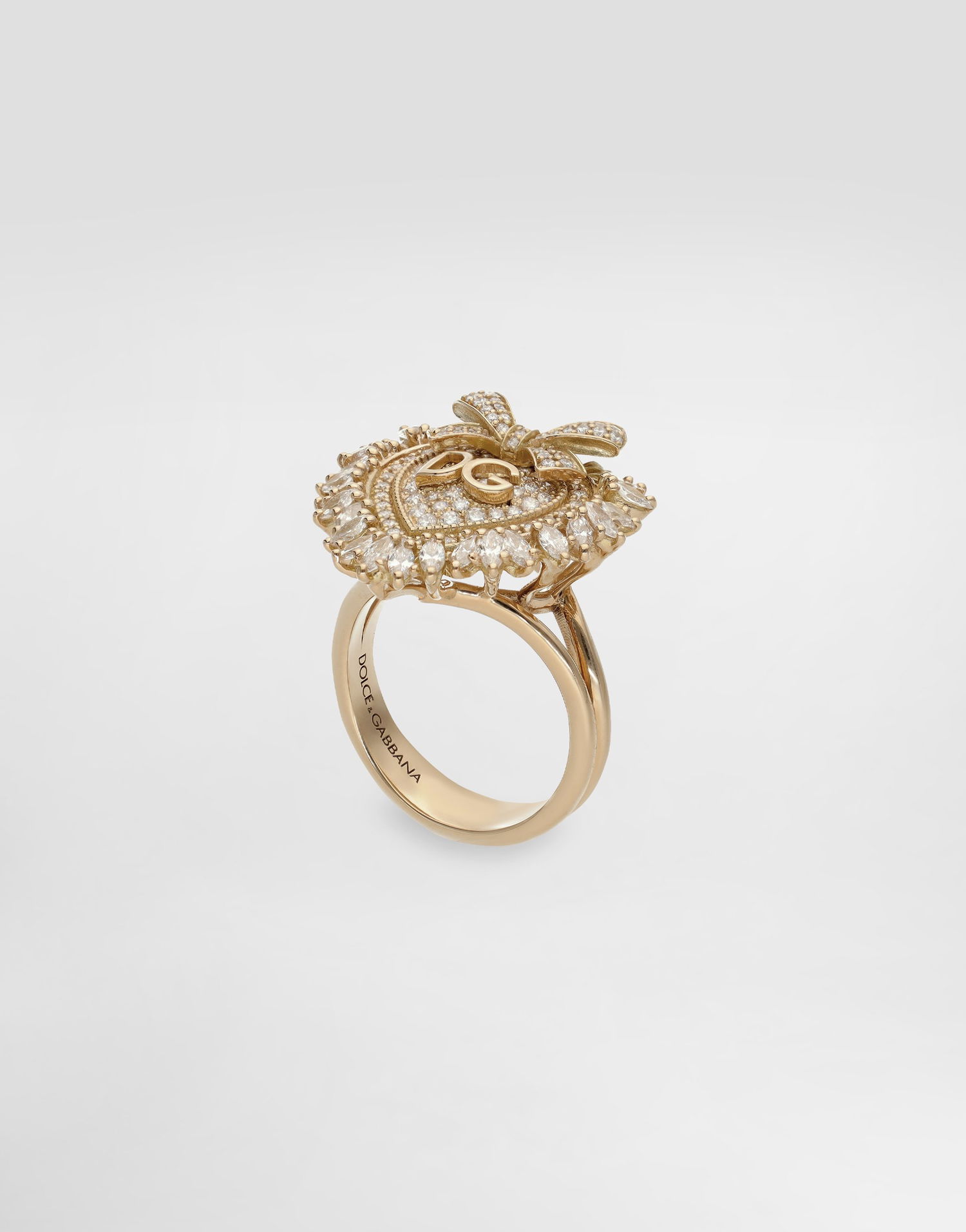 Ring Dolce & Gabbana Dolce & Gabbana Devotion Heart Ring with Diamonds and Bow, Size 50 Gul | WRND1KWYEDWZOO00, 1