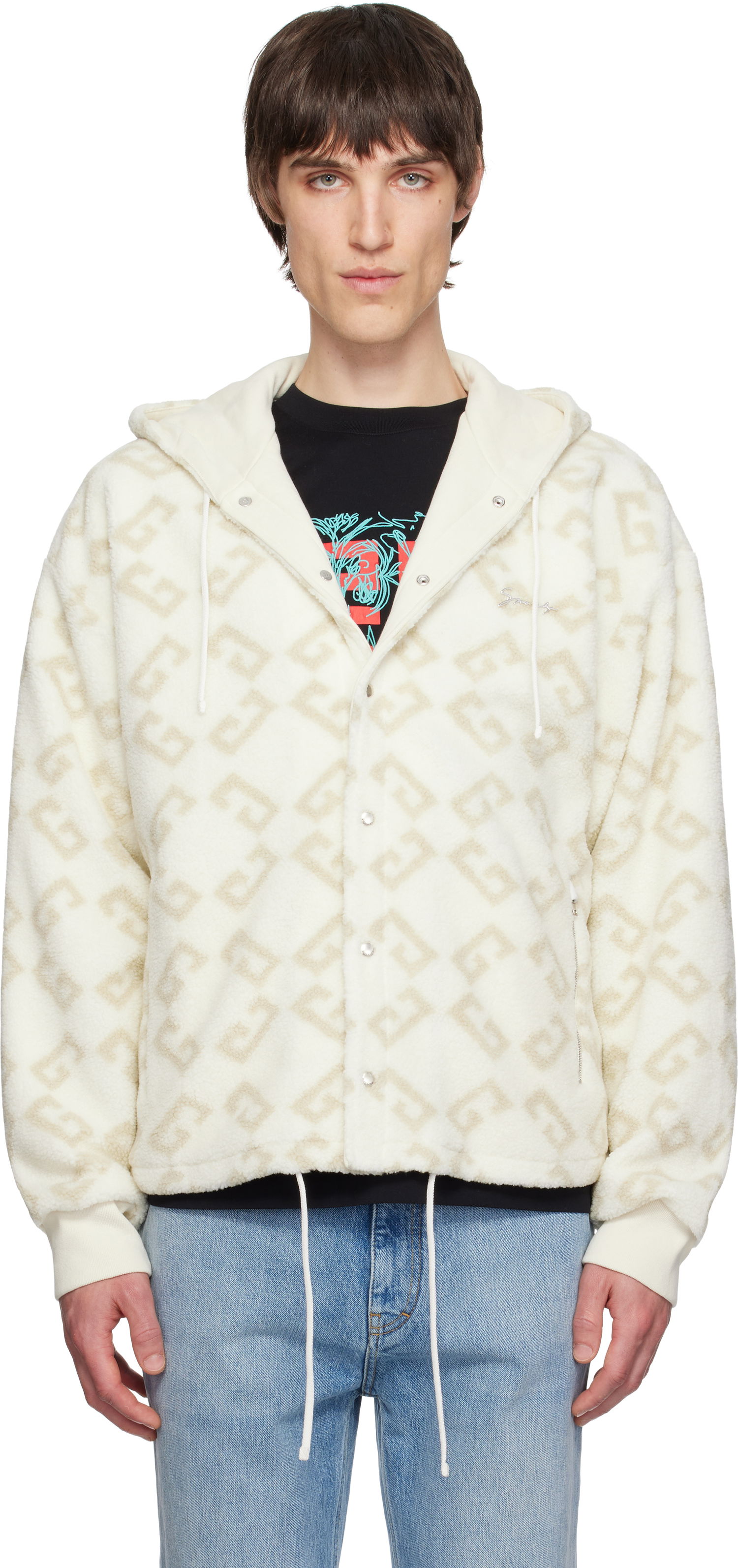 Sweatshirt Givenchy Givenchy Monogram 72 Jacquard Fleece Hoodie Hvid | BM01BV317L101, 0