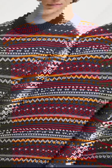 Sweater Barbour Barbour Patchwork Fair Isle Crew Neck Sweater Flerfarvet | MKN1651NY31, 3