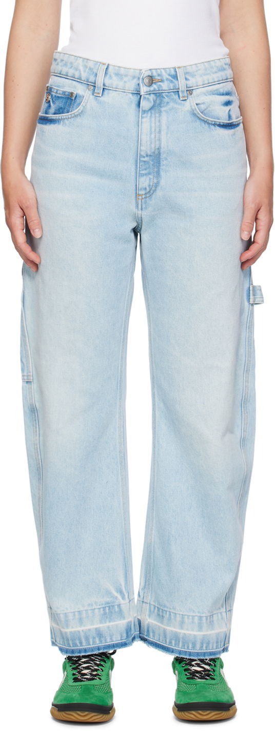 Jeans Stella McCartney Stella McCartney Wide-Leg Mid-Rise Jeans Blå | 6D02433SPH62