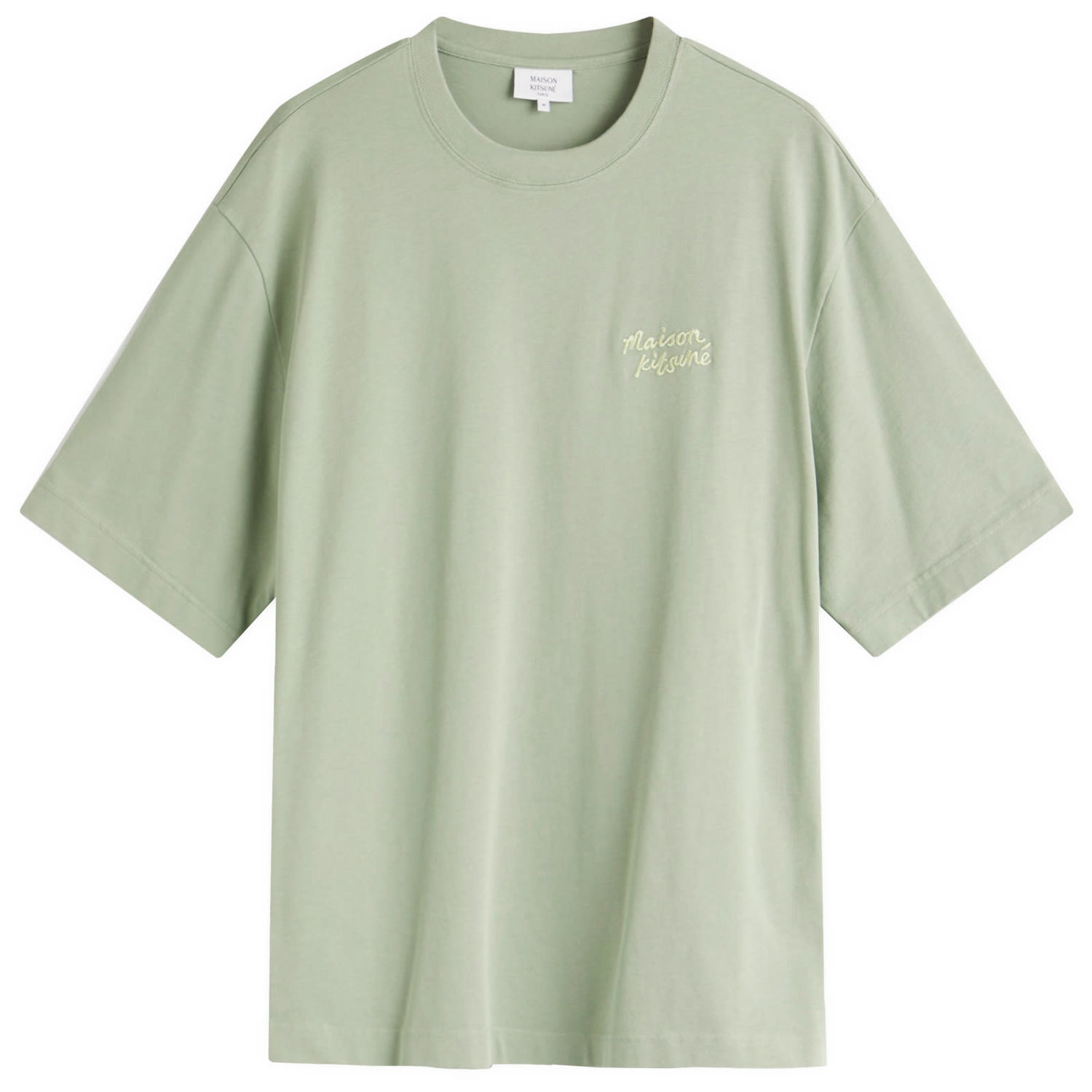 T-shirt MAISON KITSUNÉ Maison Kitsuné Handwriting Embroidery Oversize T-Shirt, Large Grøn | OM00123KJ0119-0078, 1