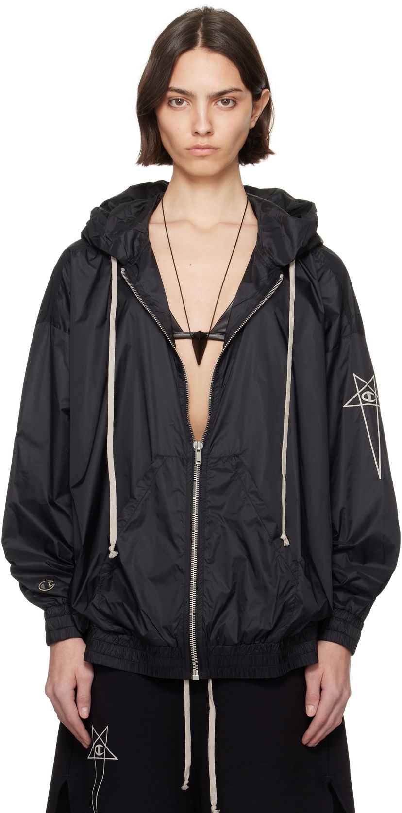 Vindjakke Rick Owens Rick Owens Champion Edition Jumbo Jason's Hoodie Sort | CW01E1661 CHNY