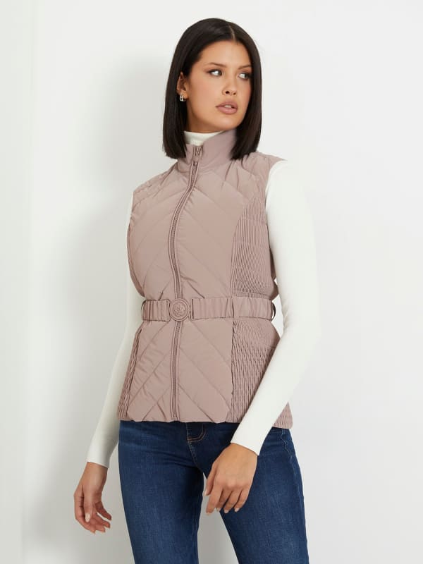 Vest GUESS Belted Puffer Beige | W4RN21WFWR0, 0