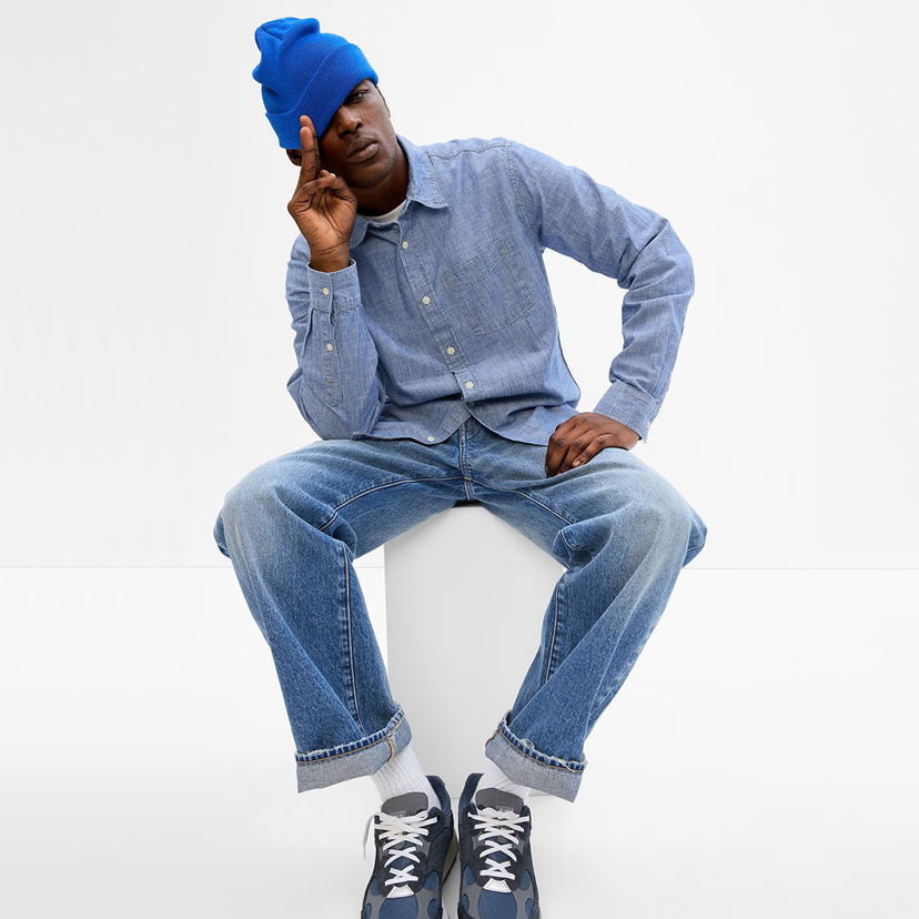 Skjorte GAP Chambray Shirt Dark Wash Blå | 543056-01
