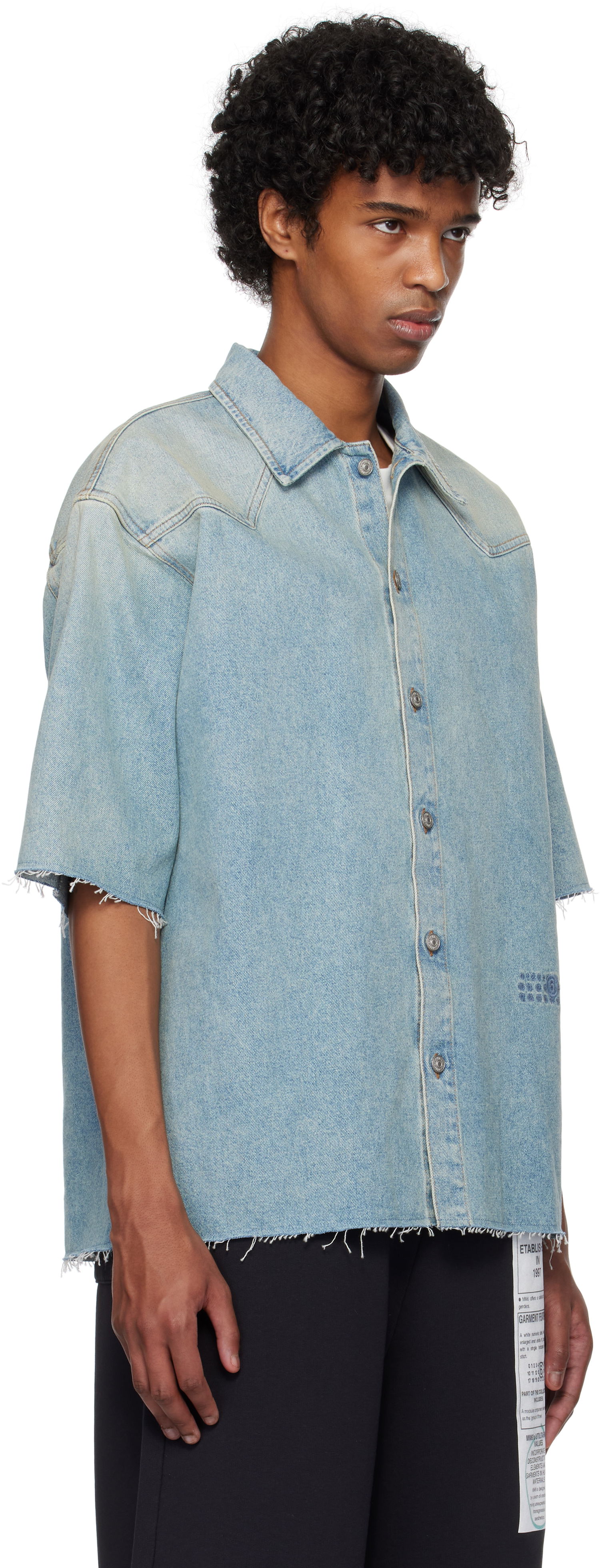 Skjorte Maison Margiela MM6 Maison Margiela Short Sleeve Denim Shirt Blå | SH0DR0006 M30019, 1