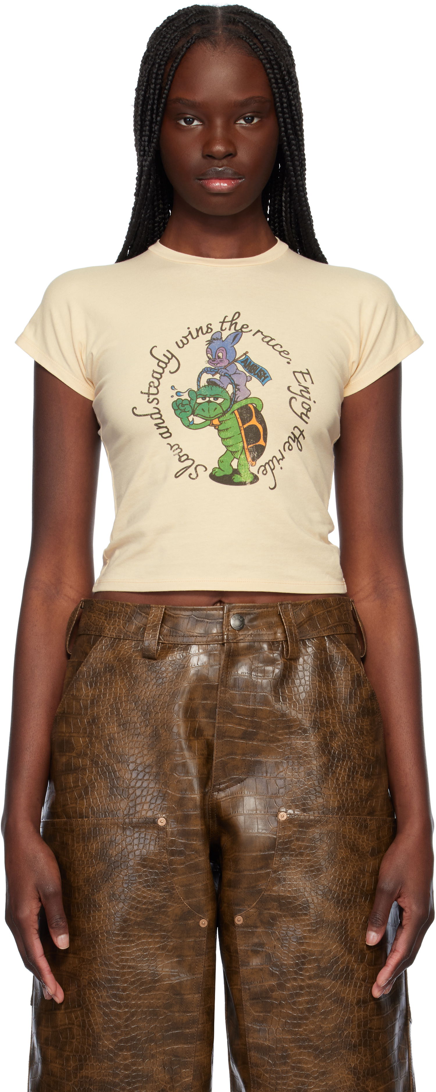 T-shirt Ambush AMBUSH Slow & Steady Graphic T-Shirt Beige | 12115398, 0