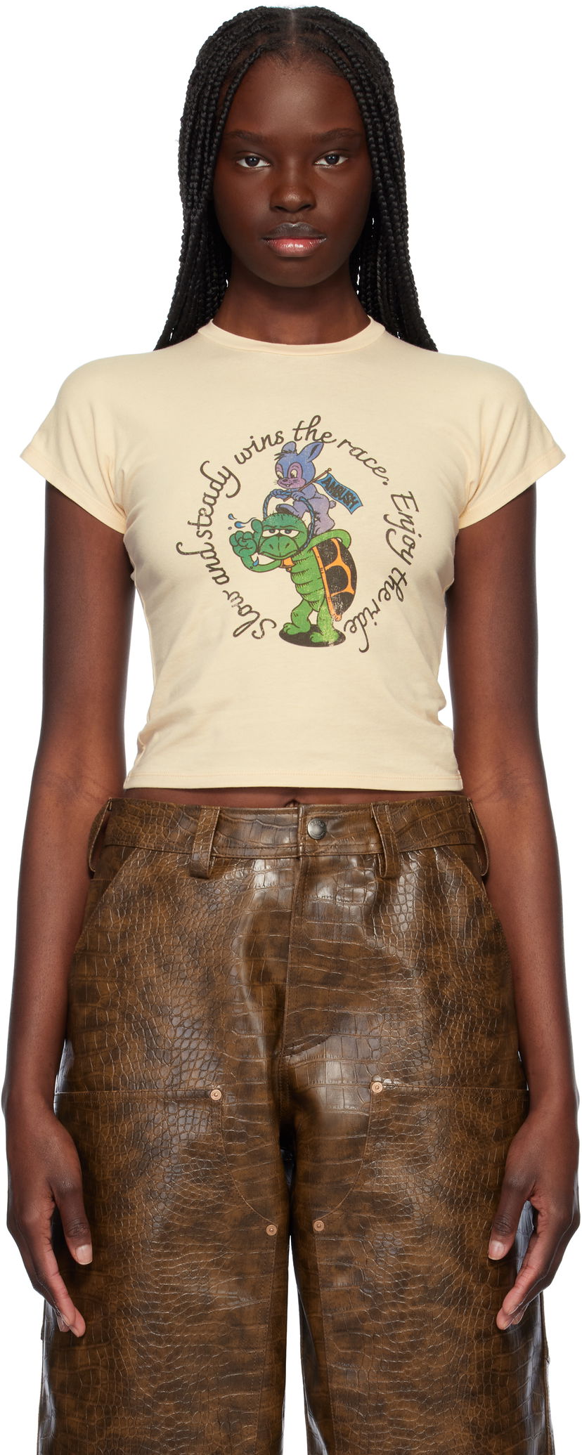 T-shirt Ambush AMBUSH Slow & Steady Graphic T-Shirt Beige | 12115398