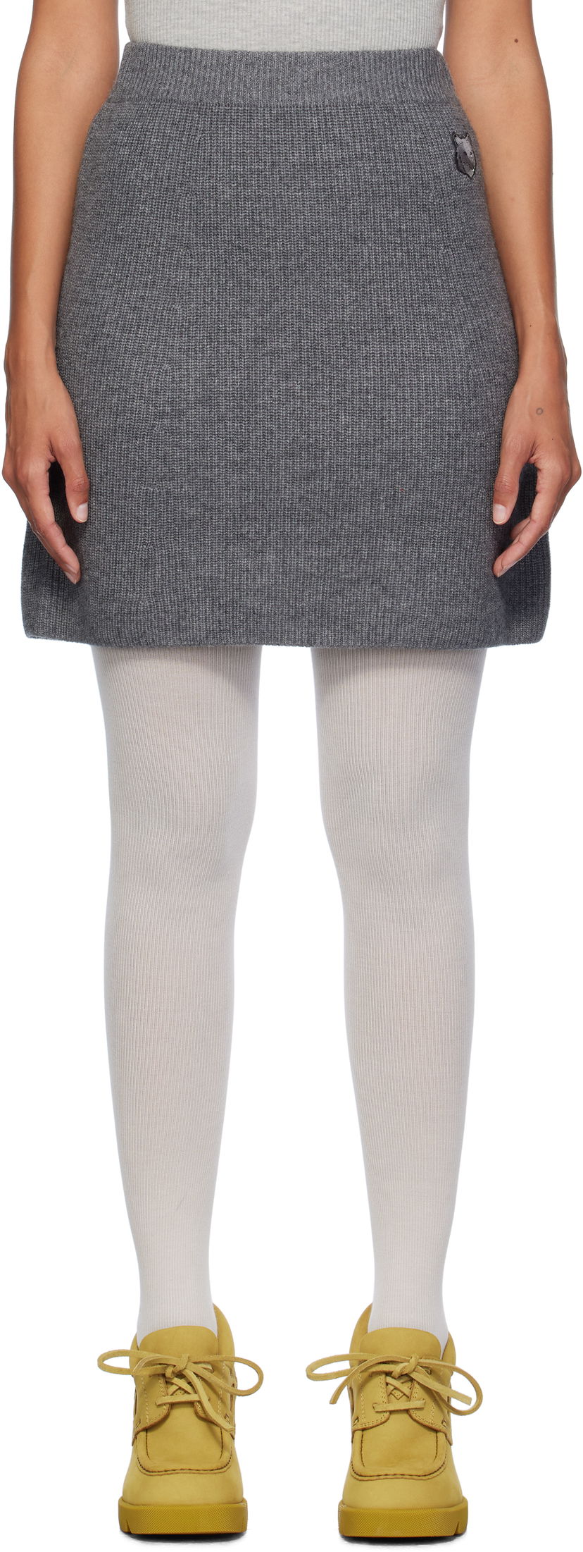 Nederdel MAISON KITSUNÉ Ribbed Miniskirt Grå | NW01514KT1093