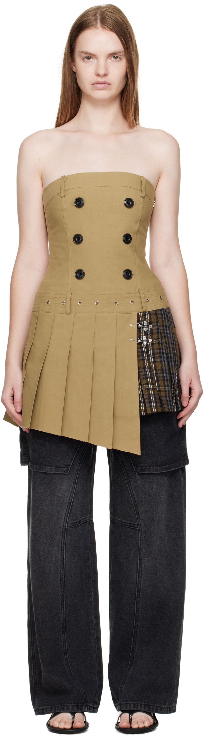 Kjole Andersson Bell Andersson Bell Double-Breasted Pleated Minidress Beige | atb1366w