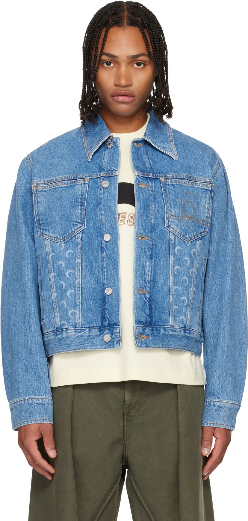 Jakke Marine Serre Moon Laser Denim Jacket Blå | MJA063BCDEN0002