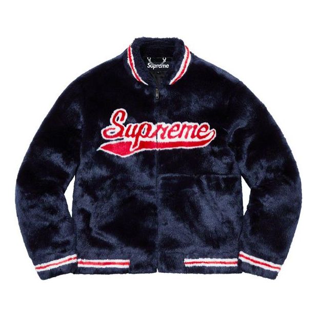 Bomberjakke Supreme Faux Fur Varsity Jacket Mørkeblå | SUP-SS20-026, 0
