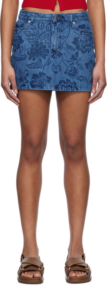 Nederdel A.P.C. A.P.C. Floral Denim Miniskirt Blå | COHGQ-F06093, 0