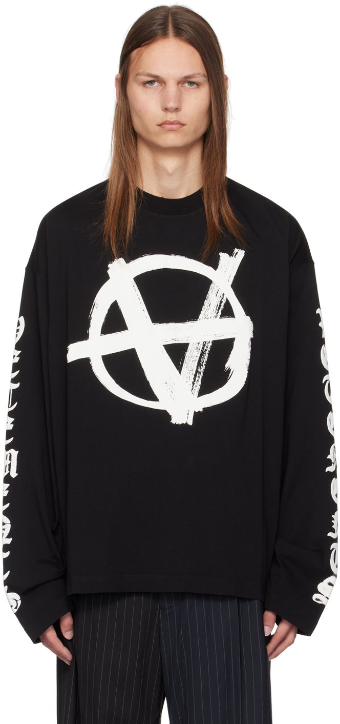 T-shirt VETEMENTS Black Anarchy Long Sleeve T-Shirt Sort | UA65LS650B