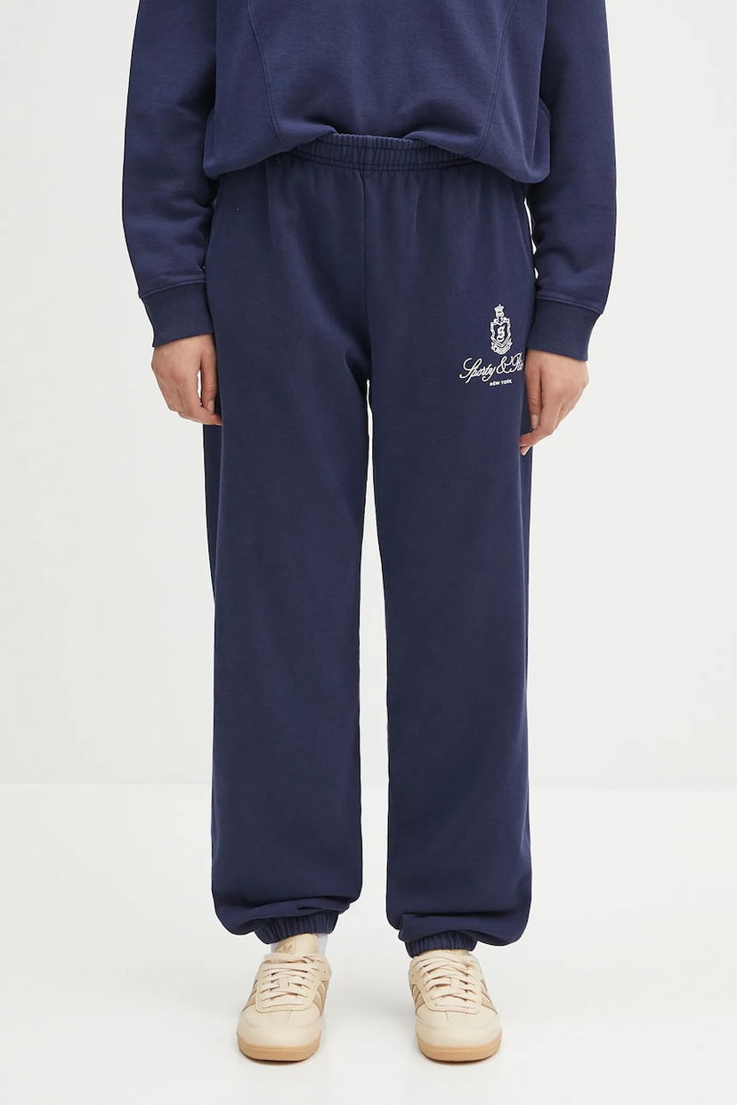 Joggingbukser Sporty & Rich Sporty & Rich Vendome Embroidered Appliqué Sweatpants Mørkeblå | PA036606231BL106