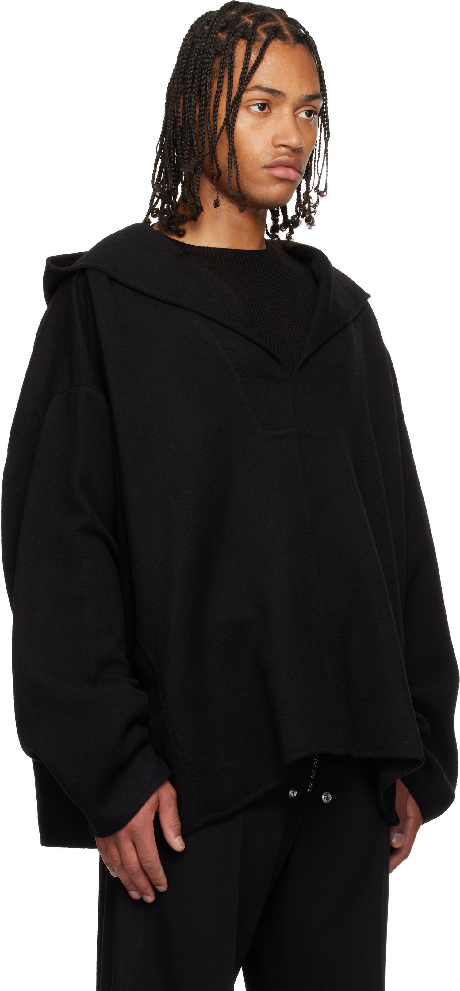 Frakker Rick Owens Concordians LS Hip Kaftan Coat Sort | RR02E1726 DBC, 1