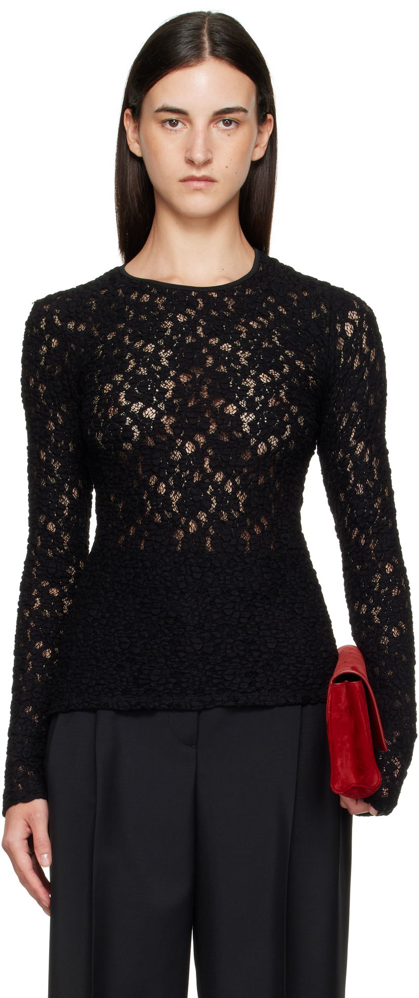 T-shirt Max Mara Max Mara Gennaio Lace Top Sort | 2526946041600