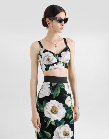 Bh Dolce & Gabbana Dolce & Gabbana Gardenia Print Bralette Top Sort | F7T18TFSSK2HN5JB, 3