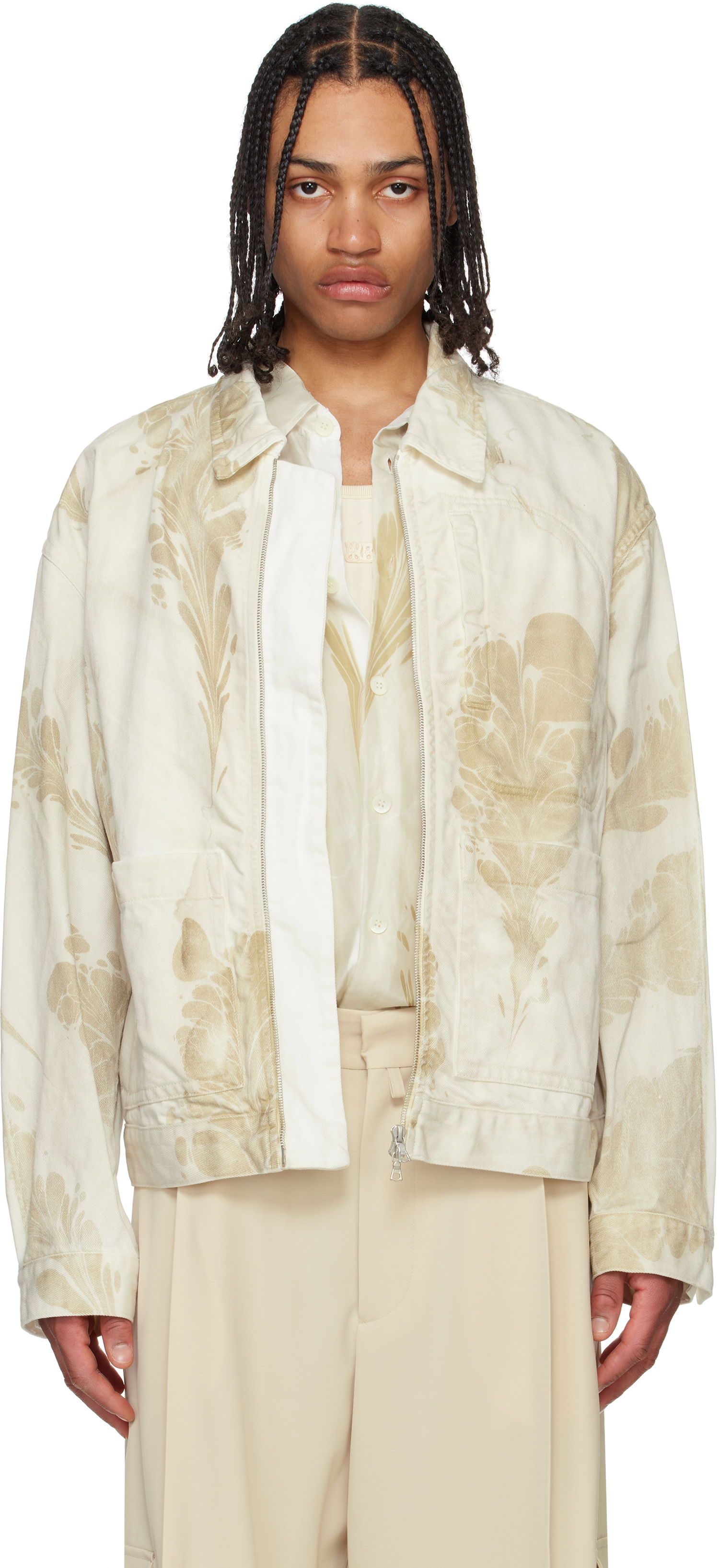 Bomberjakke Dries Van Noten Dries Van Noten Printed Jacket Beige | 251-020550-1556, 0