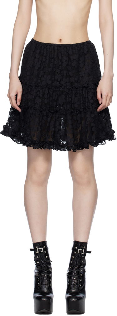 Nederdel Anna Sui Shadow Blossom Tiered Miniskirt Sort | 1025M10, 0
