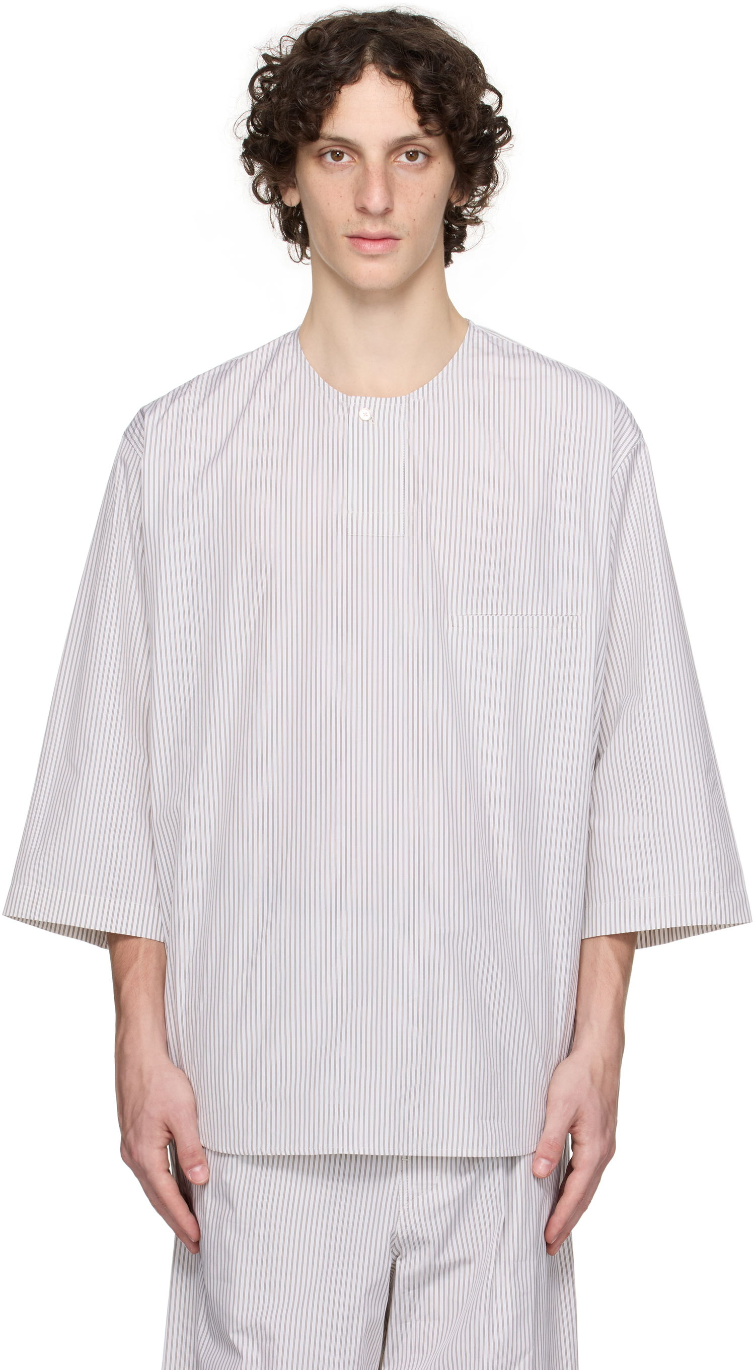 T-shirt LEMAIRE Lemaire Short Sleeve Henley Hvid | TO1326 LF1409, 0
