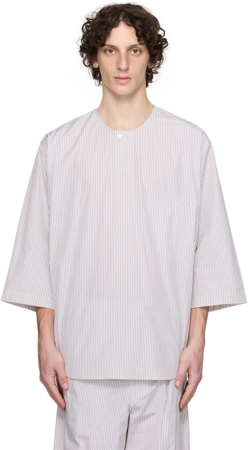 T-shirt LEMAIRE Lemaire Short Sleeve Henley Hvid | TO1326 LF1409