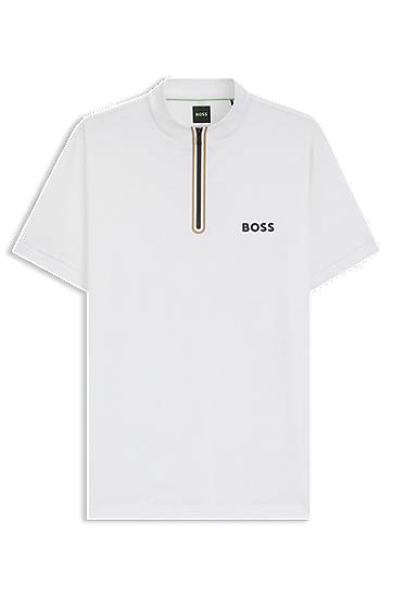 Polo skjorte BOSS BOSS Active Zip-Neck Stretch-Mesh T-Shirt Hvid | 50543347, 0