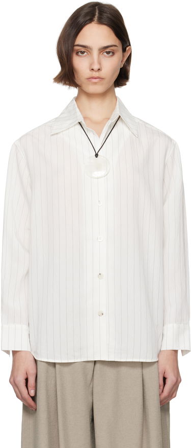Skjorte Nanushka Nanushka Fryda Pinstriped Button-Down Shirt Hvid | NW25SSTP26400, 0