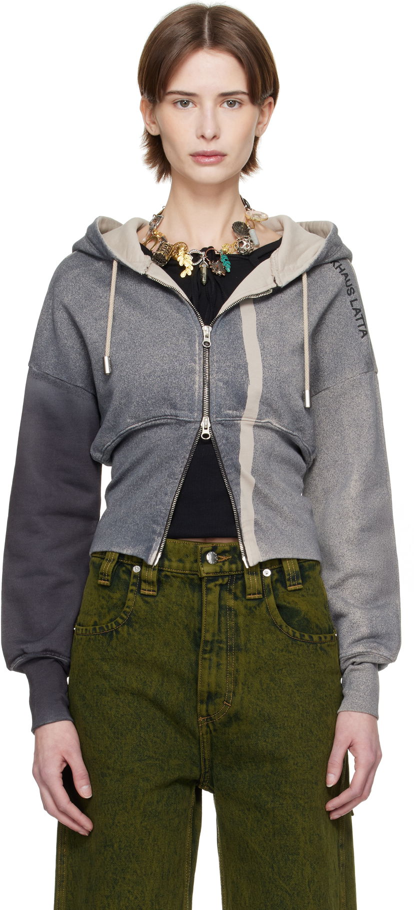 Sweatshirt Eckhaus Latta Eckhaus Latta Snatched Zip-Up Hoodie Grå | 4000-EL-PS25-S -