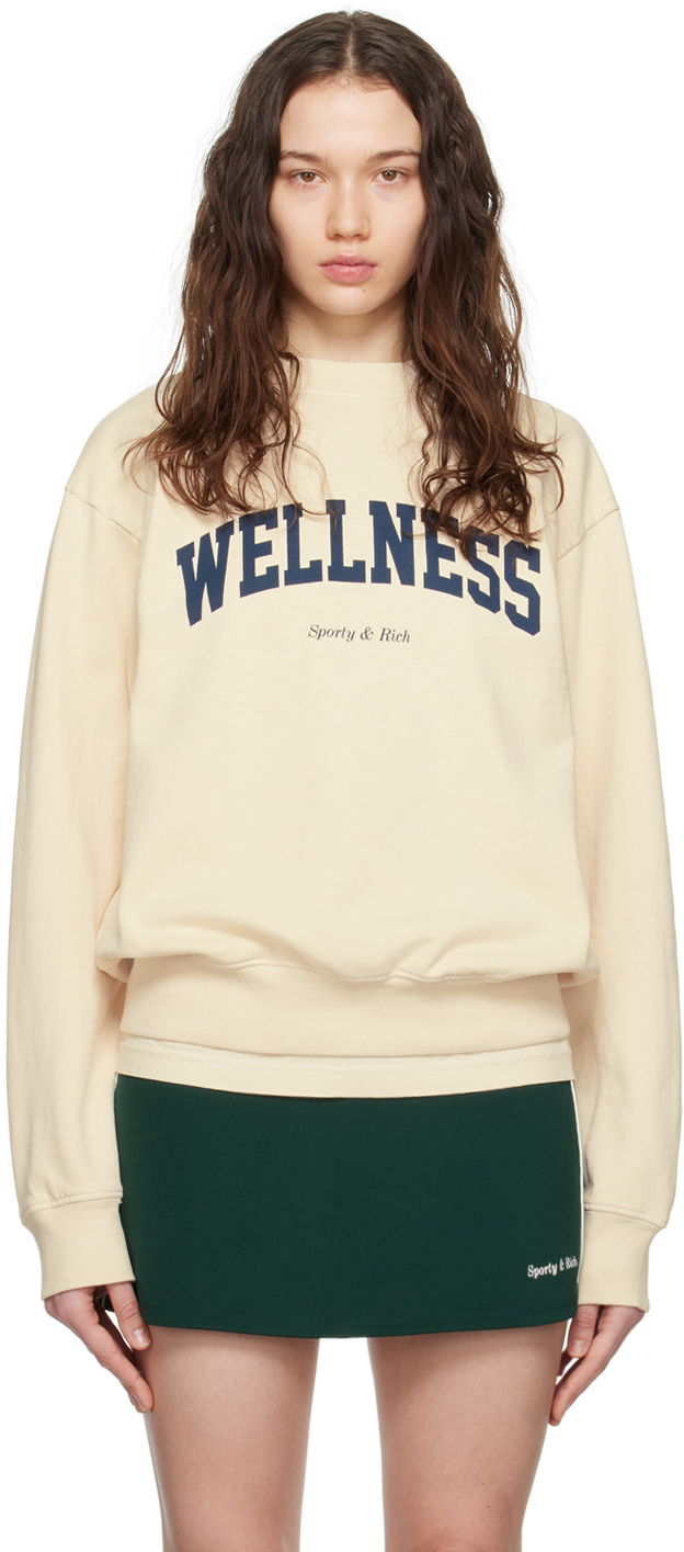 Sweatshirt Sporty & Rich 'Wellness' Sweatshirt Beige | CRAW2366CR
