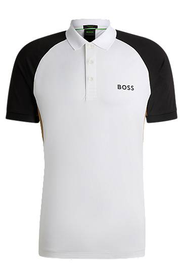 Polo skjorte BOSS BOSS Active Colour-Blocked Polo Shirt with Mesh Inserts Hvid | 50540886, 0