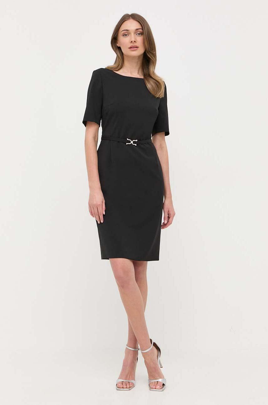 Kjole BOSS Belted Business Dress in Responsibly Sourced Virgin Wool Sort | 50490041, 0