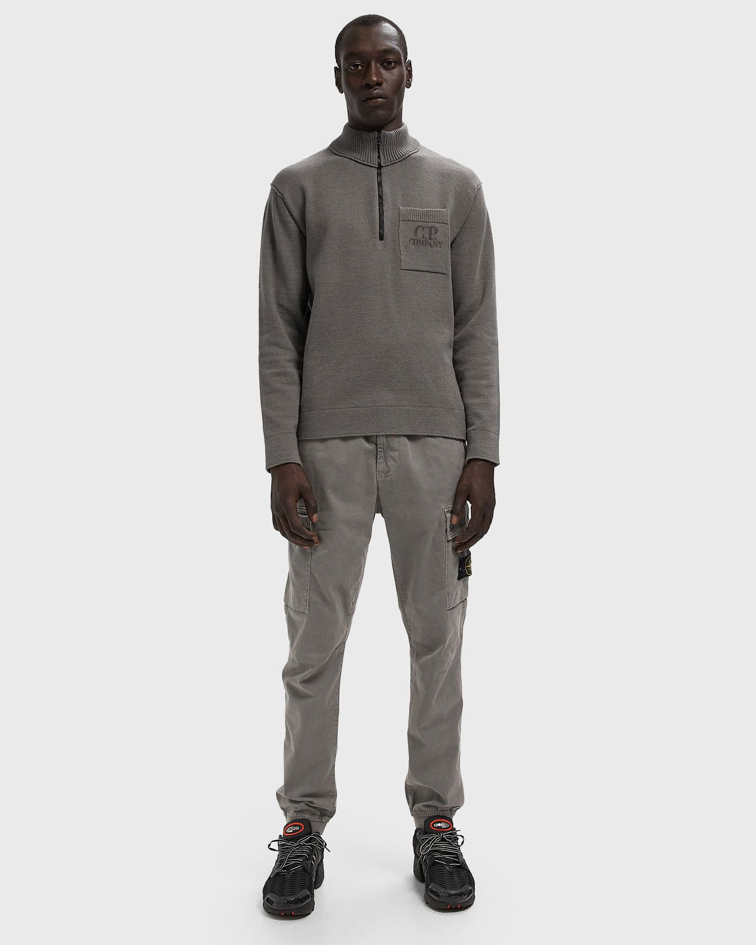 Sweater C.P. Company Half Zip Knit Sweater Grå | 19CMKN236A110432A-921, 1