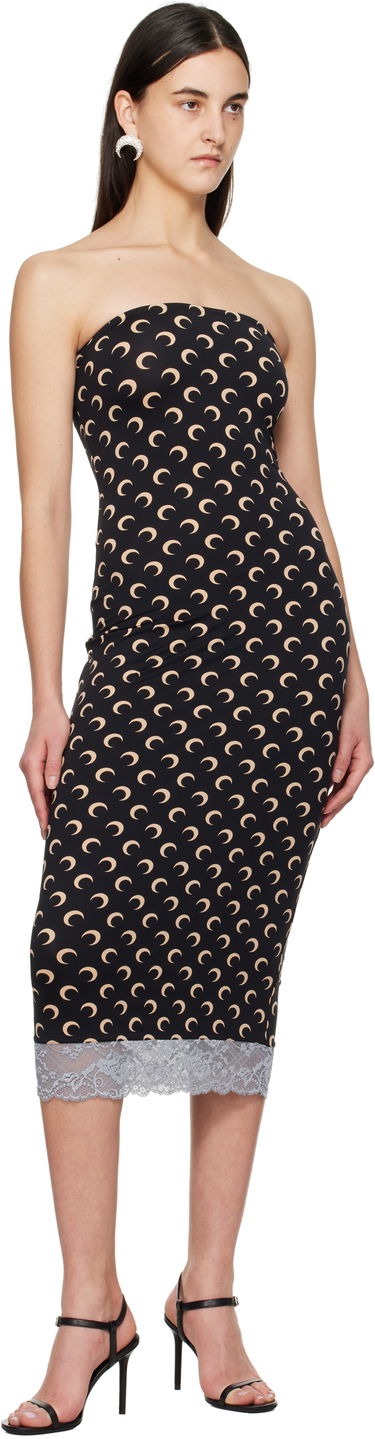 Kjole Marine Serre Marine Serre Moon Print Bustier Midi Dress Sort | WDR333A CJER0001, 3