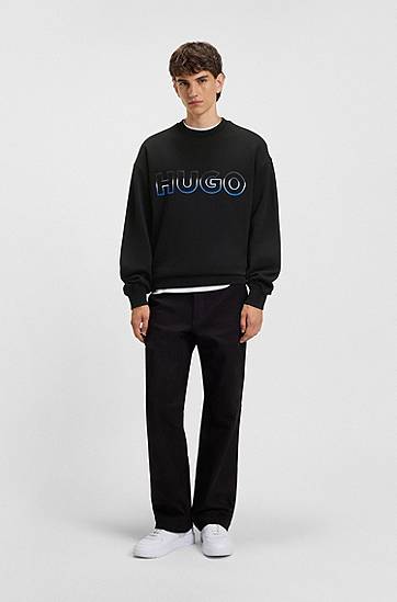 Sweatshirt BOSS Cotton-terry sweatshirt with ombré logo embroidery Sort | 50549148, 1
