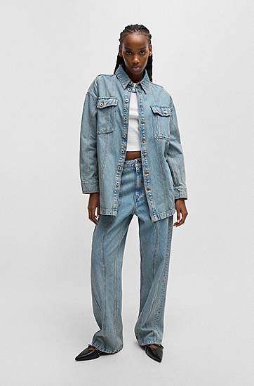 Skjorte BOSS Long Denim Shirt with Patch Pockets Blå | 50531715, 1