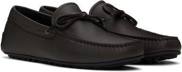 Sneakers og sko BOSS BOSS Grained Leather Driver Sole Loafers Brun | 50536247, 3